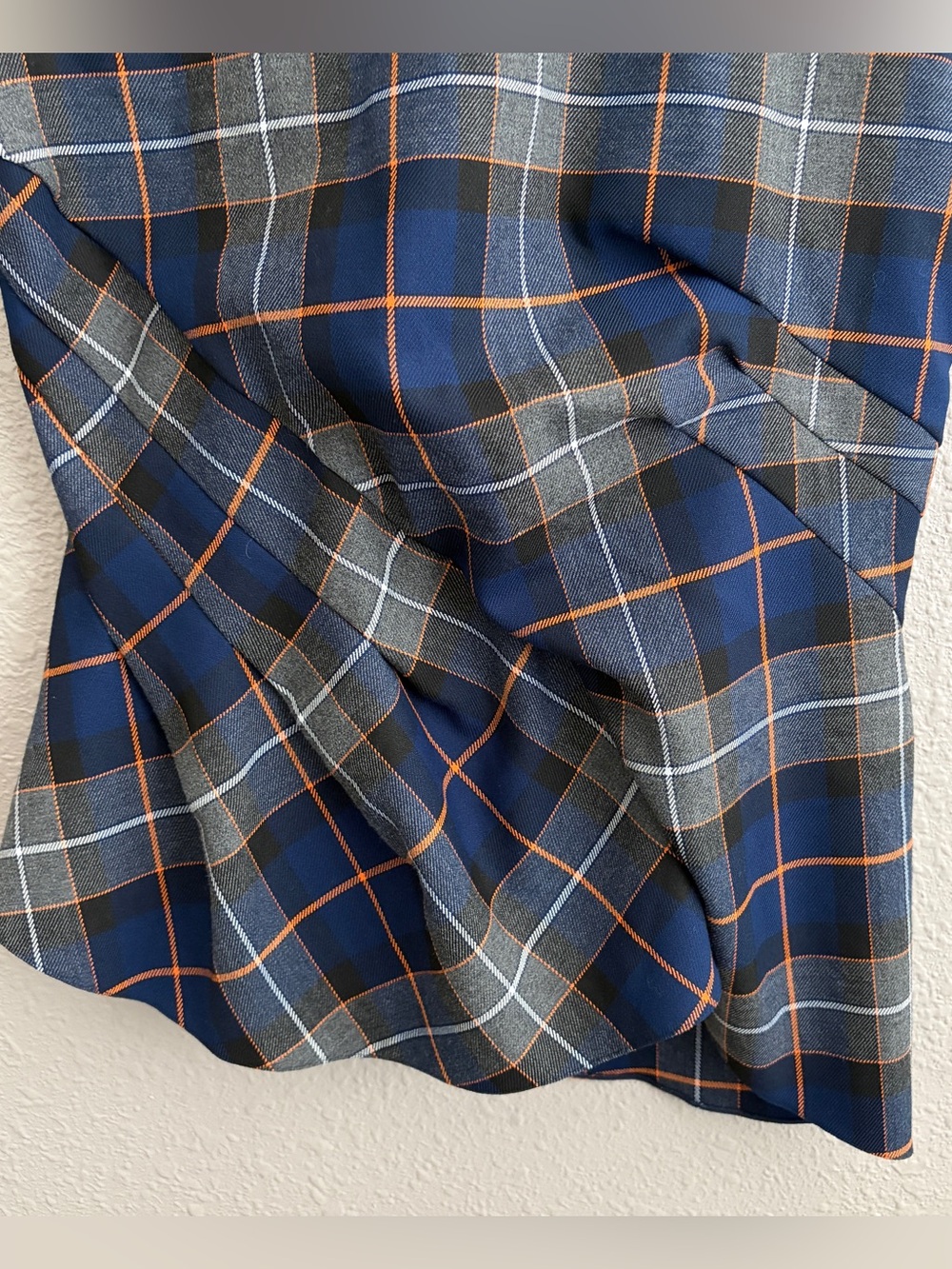 Zara Pleated Blue Tartan Plaid Top and Matching Wide-Leg Plaid Preppy Pants Set - Picture 5 of 12